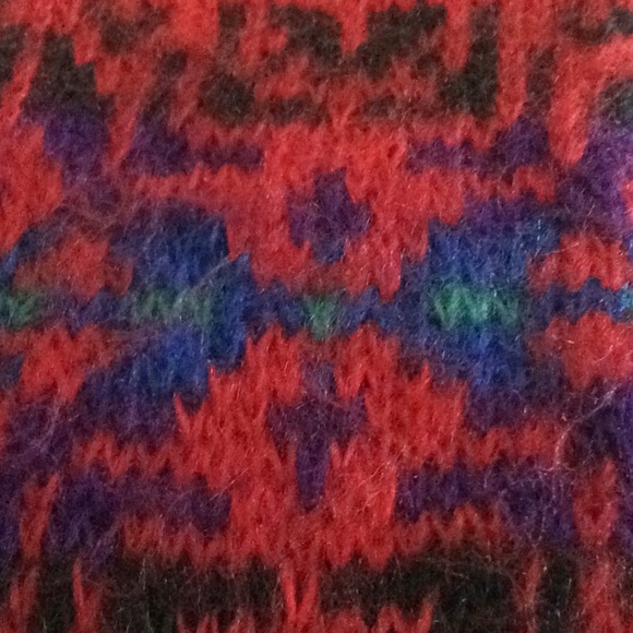 Knit Scarf Jewel Tone Red Blue Teal - Picture 6 of 7